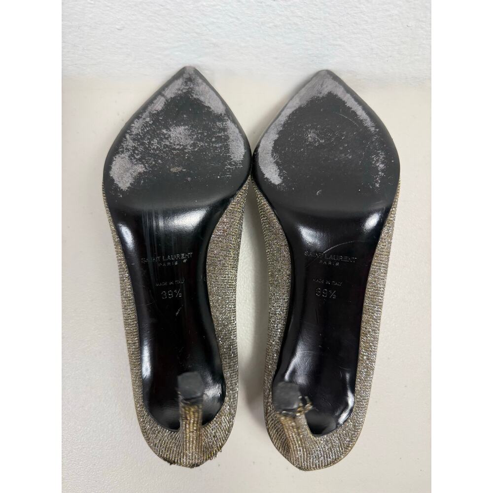 Saint Laurent Paris Metallic Gold Taupe Pointed Toe Stiletto Pumps 39.5 US 9.5 - Picture 11 of 13